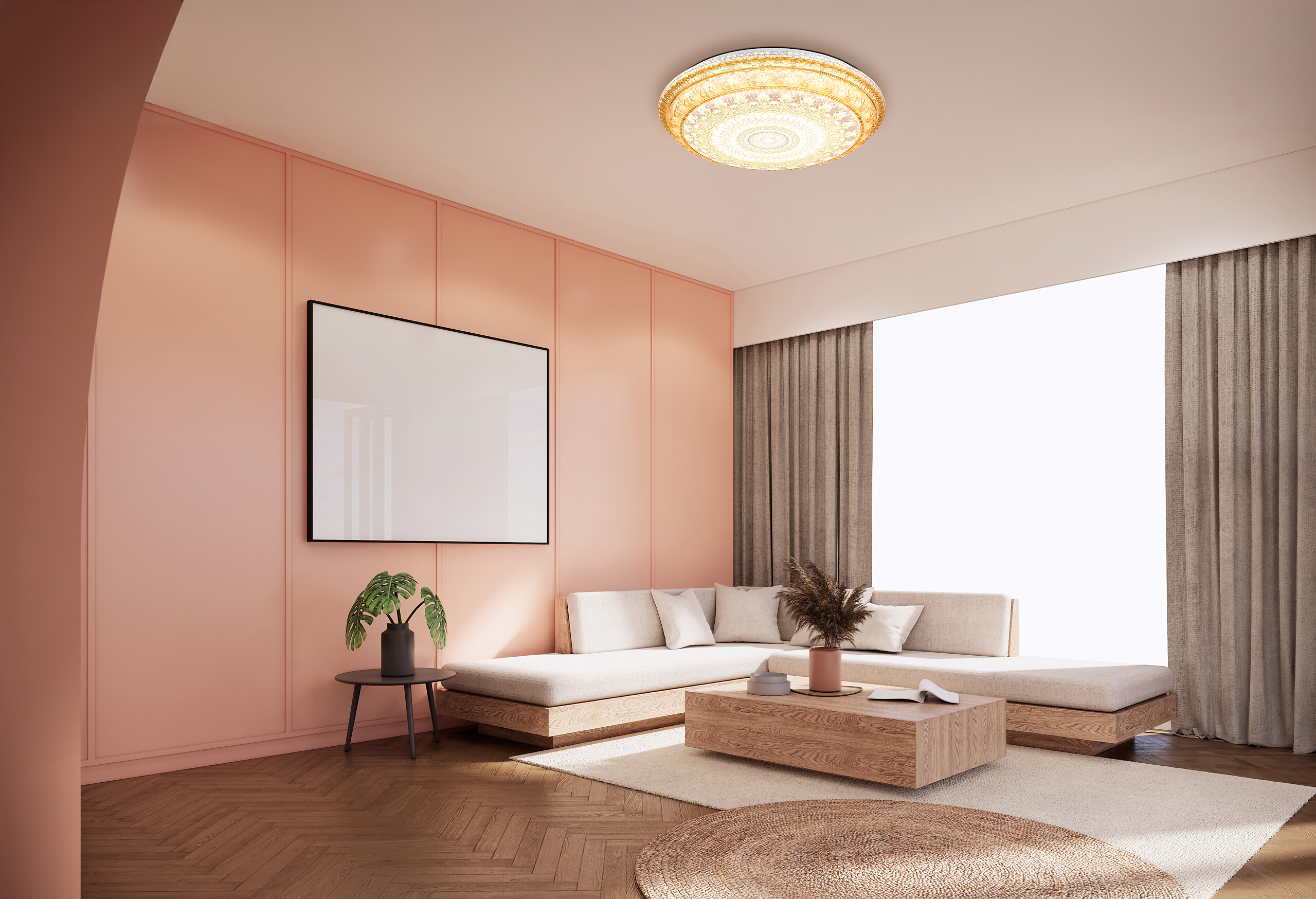 GLOBO LED-Deckenleuchte braun Metall Kunststoff H/D: ca. 8,5x39 cm