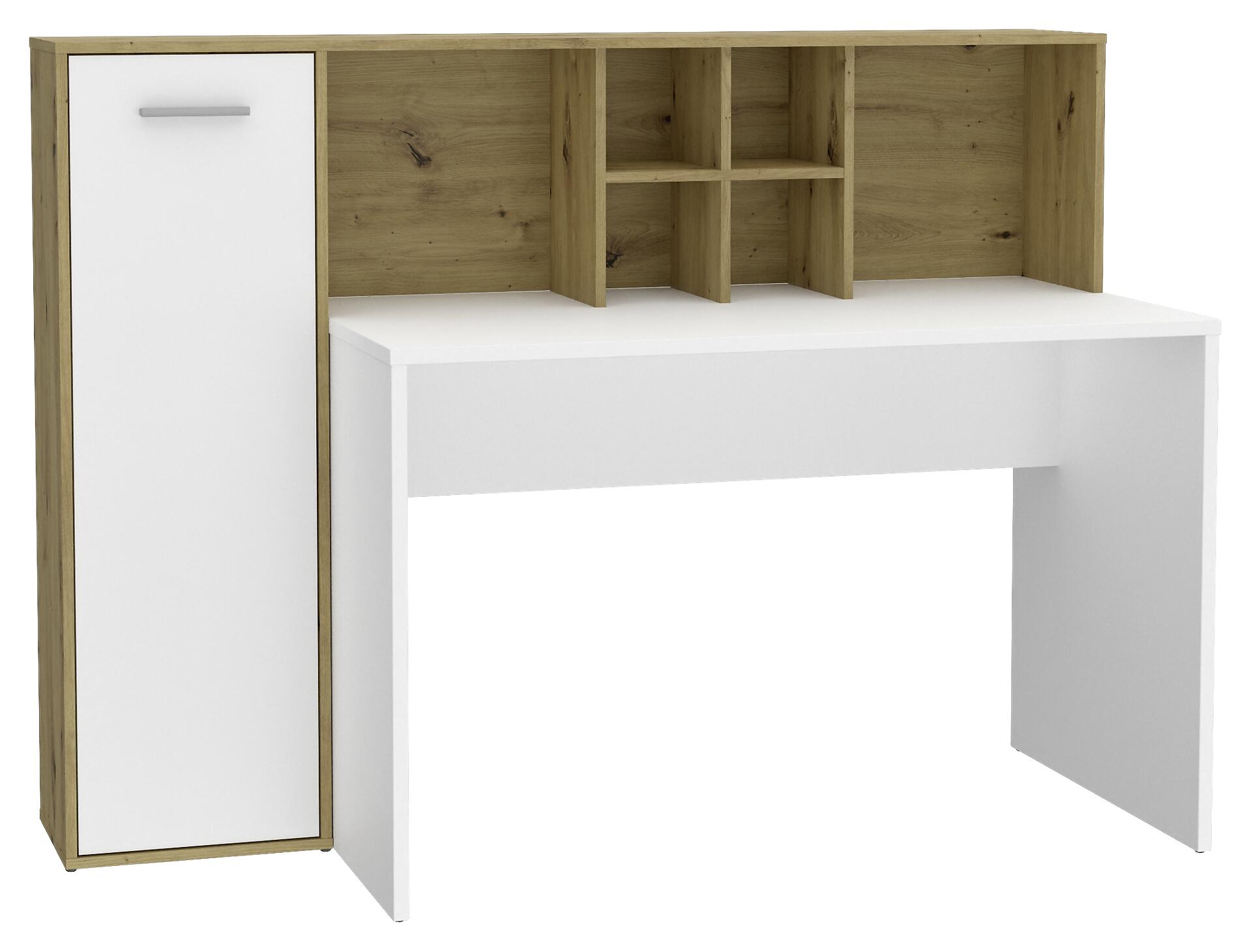 Schreibtisch  weiß Eiche Artisan Nachbildung B/H/T: ca. 158x116x66 cm