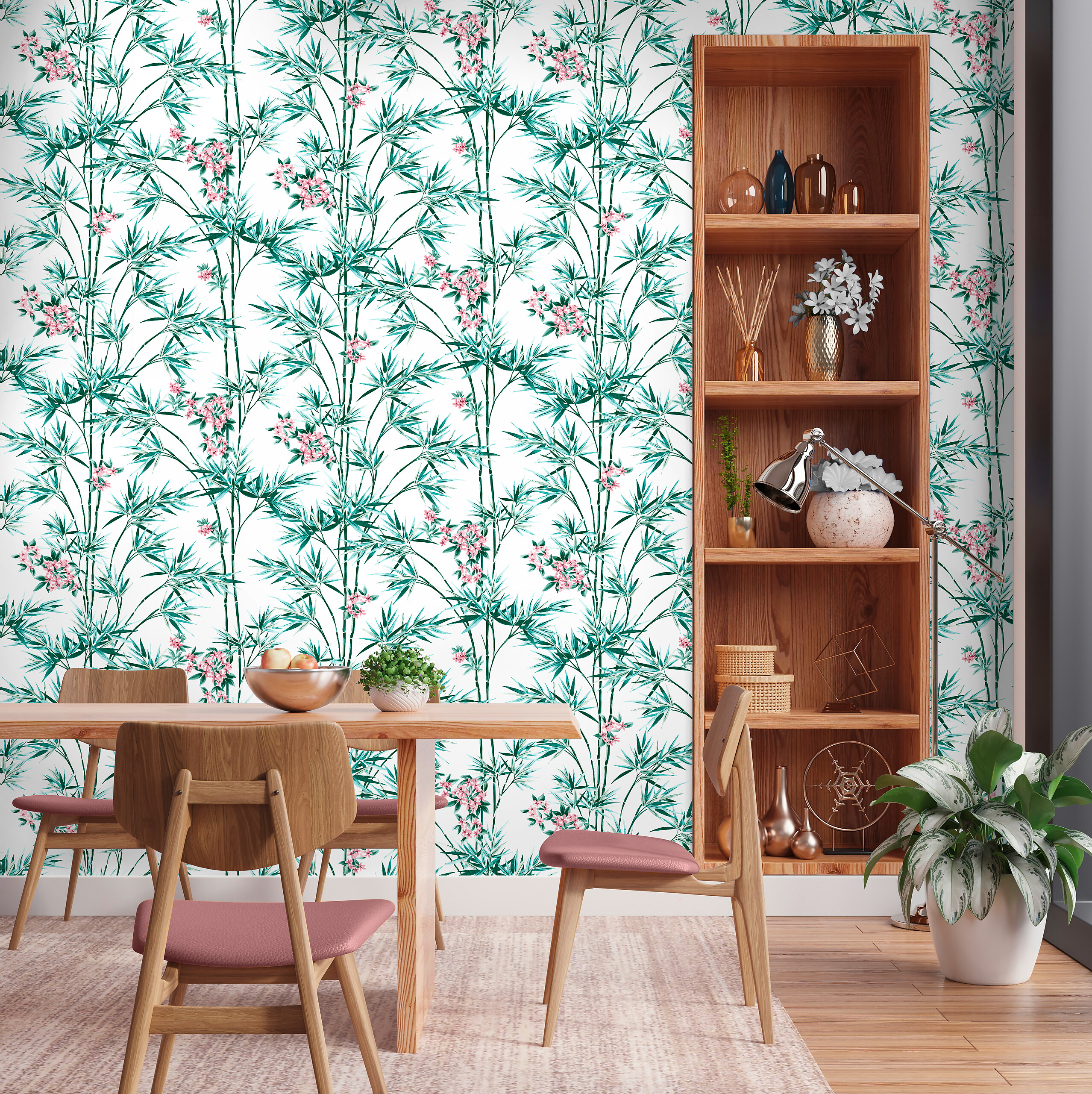 UGEPA Vliestapete Bambus weiß grün B/L: ca. 53x1005 cm