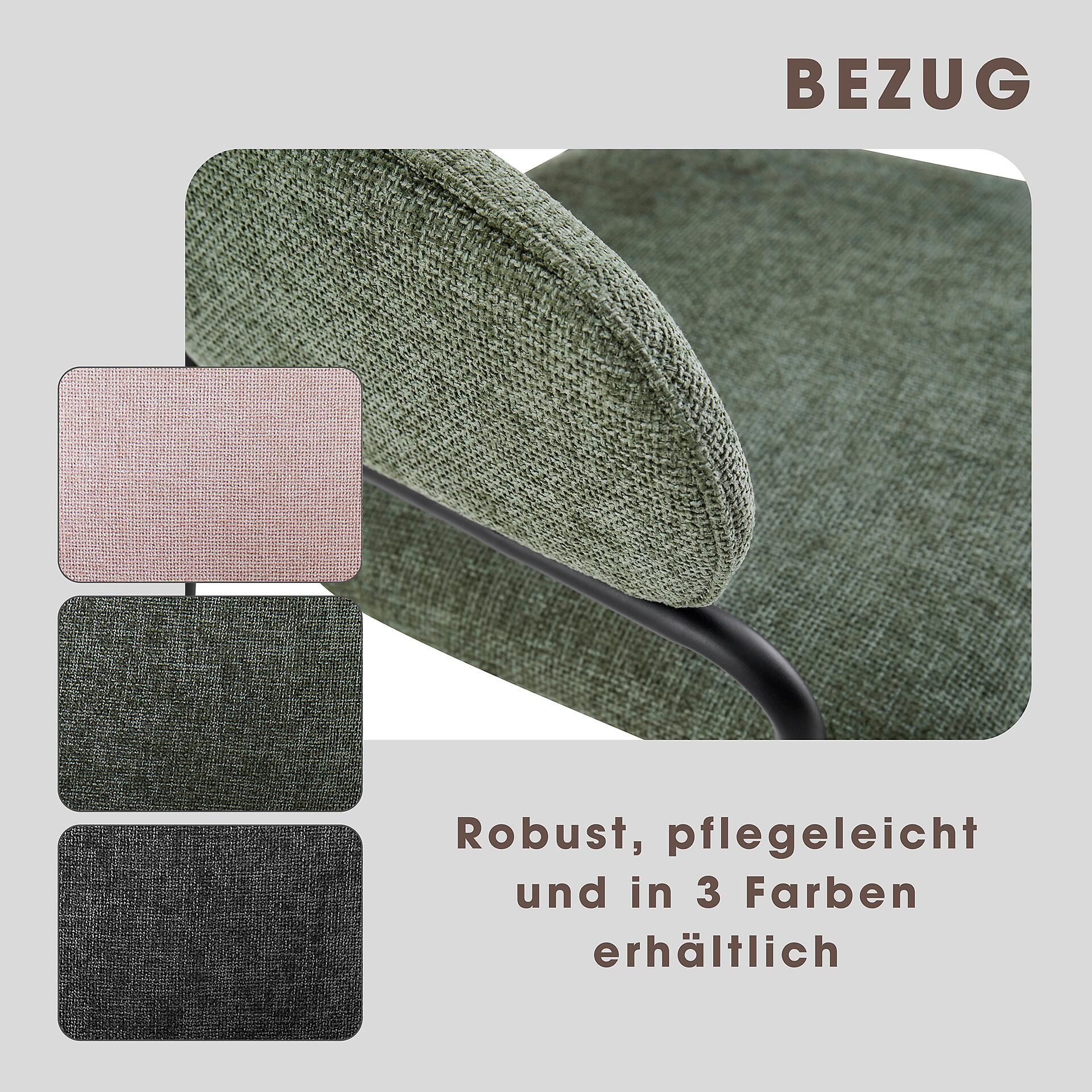 Stuhl CURVE, 2er-Set grün Stoff B/H/T: ca. 60x86x58 cm