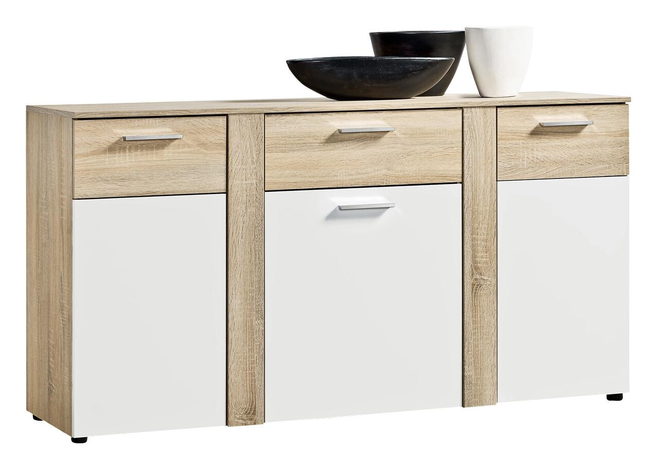 Kommode Trentino Eiche Sonoma Nachbildung weiß B/H/T: ca. 155x81x40 cm