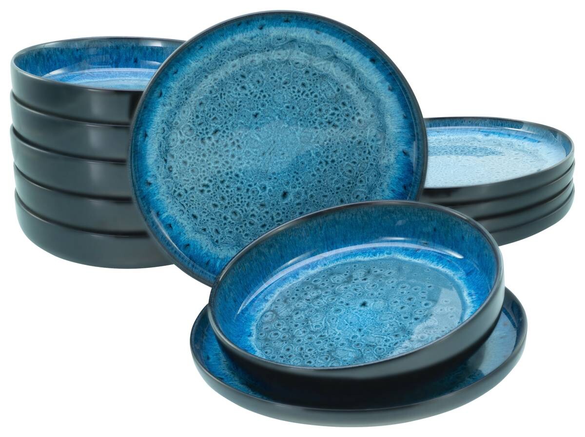 CreaTable Tafelservice Nordic Fjord blau Steinzeug 12 tlg.