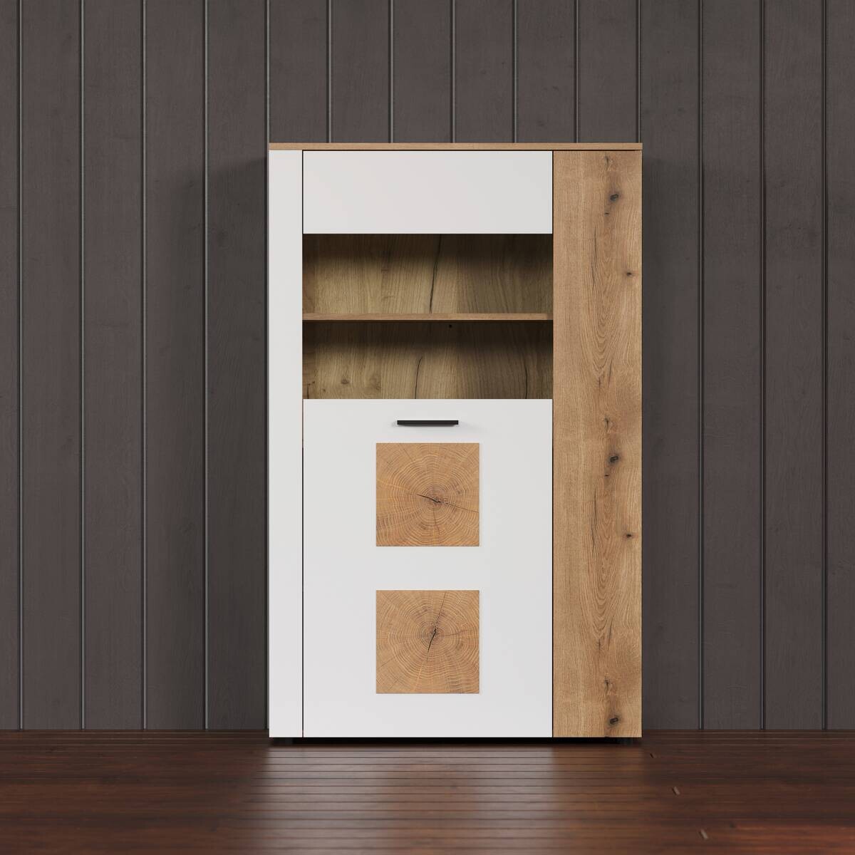 Vitrine Vitoria weiß Eiche Evoke Coast Nachbildung B/H/T: ca. 90x146x42 cm Vitrine Vitoria weiß Eiche Evoke Coast Nachbildung B/H/T: ca. 90x146x42 cm