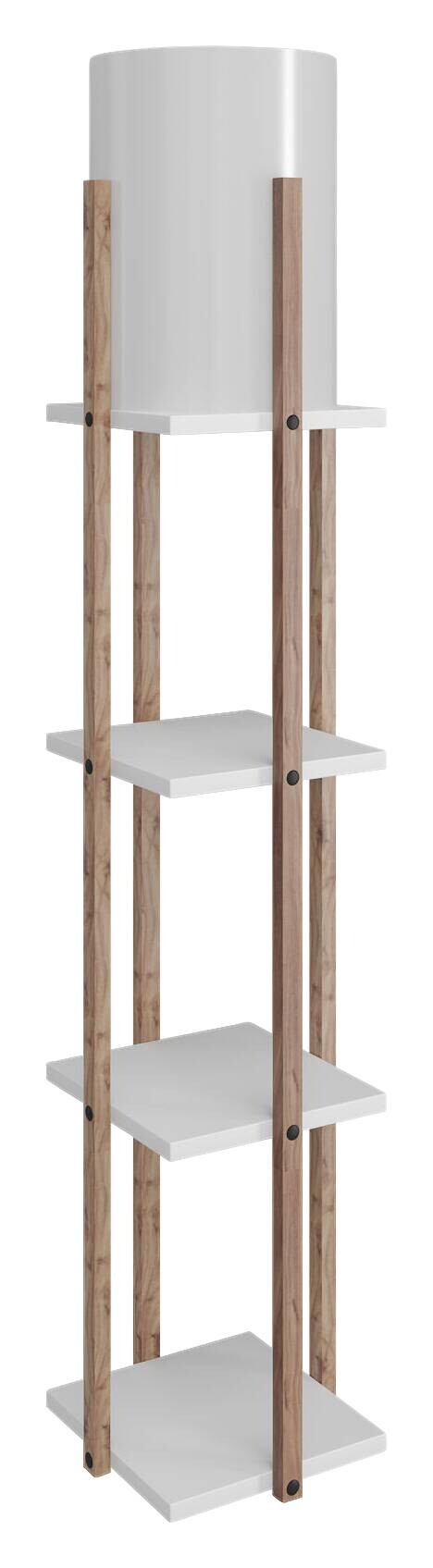 Opviq Stehleuchte Nora weiß MDF Stoff B/H/T/L/D: ca. 21x135x21x21x21 cm E27 1 Brennstellen