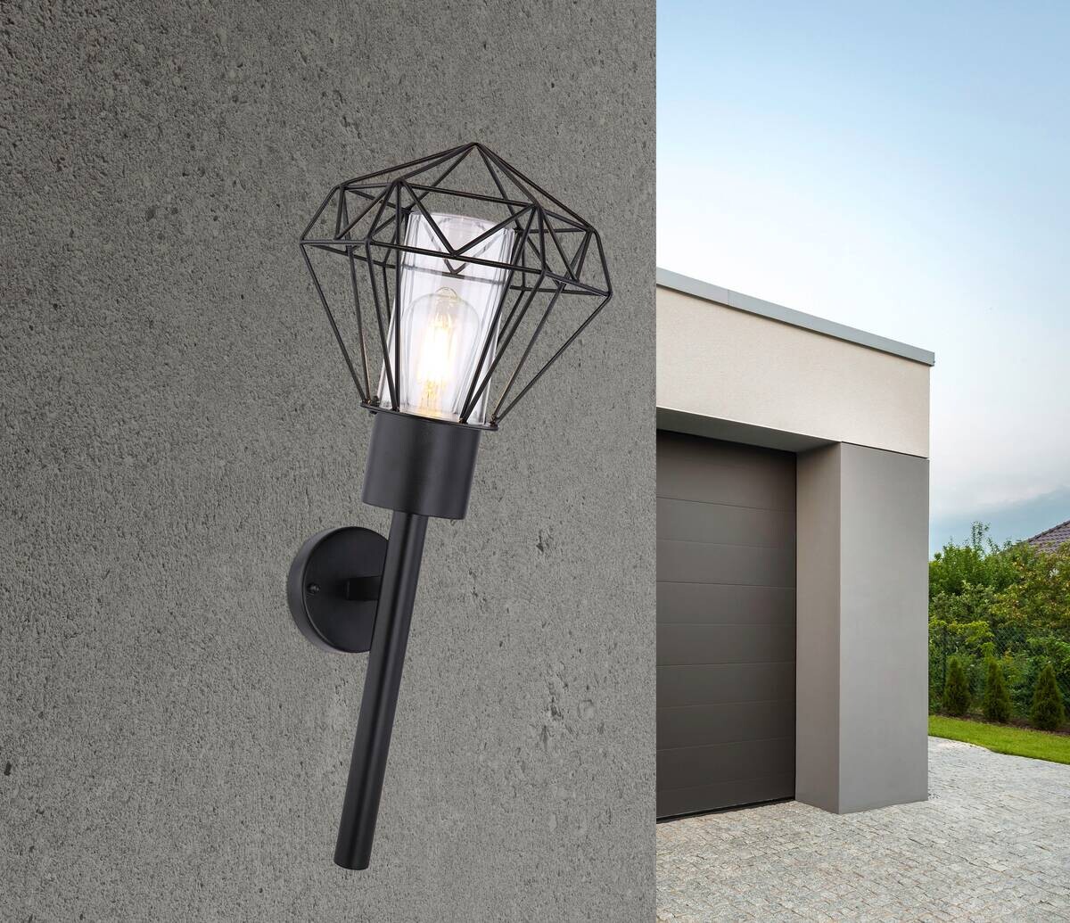 Außenleuchte HORACE 31355W schwarz B/H: ca. 22,5x28,5 cm