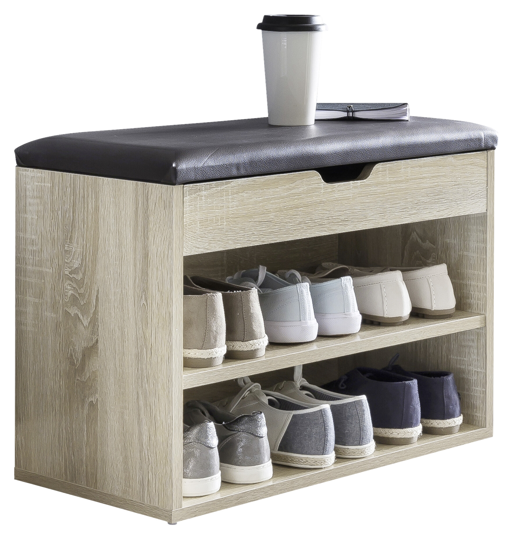 Schuhbank dunkelbraun Eiche Sonoma Nachbildung B/H/T: ca. 60x40x30 cm