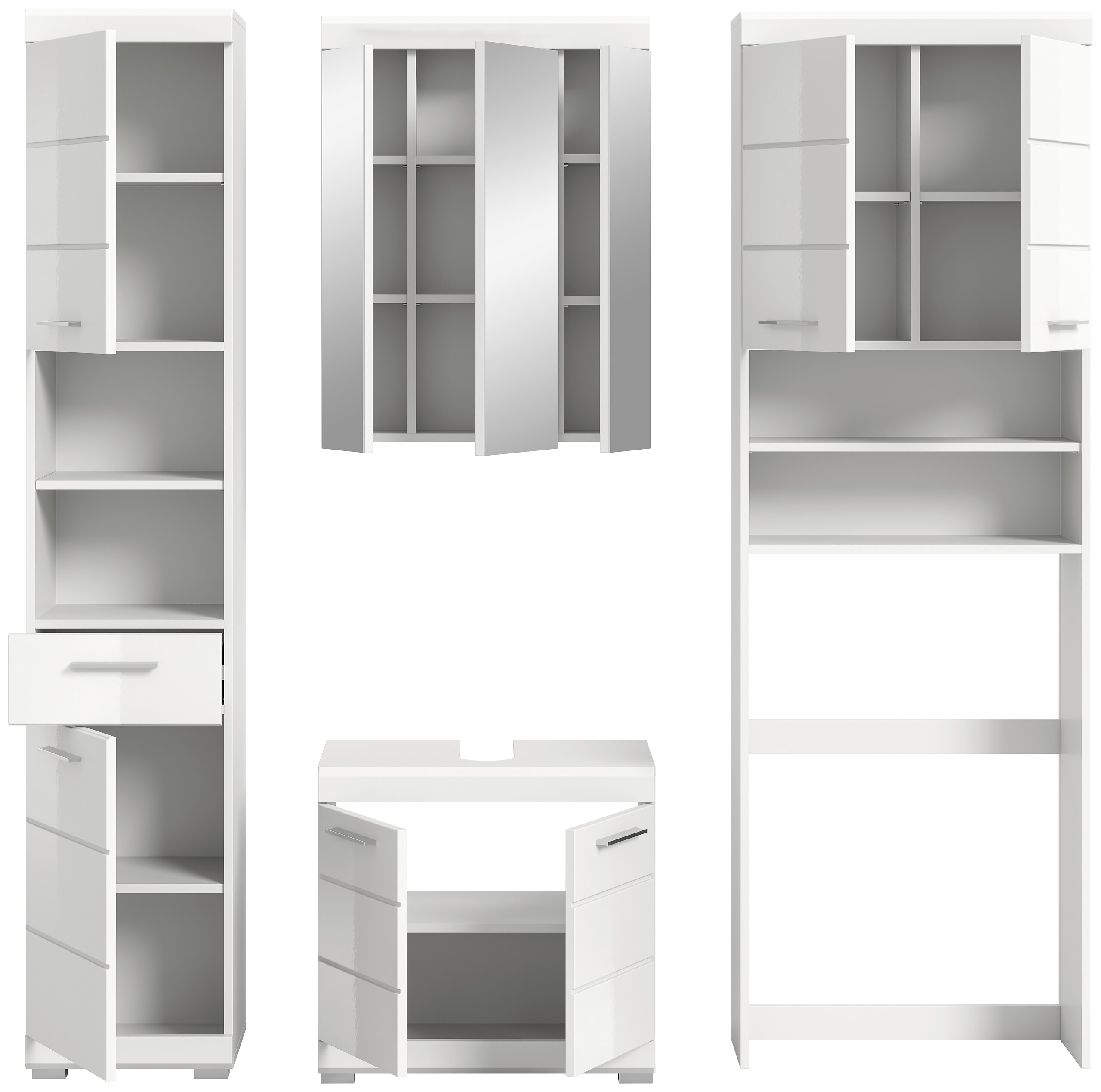 Badezimmer-Set Scout weiß weiß Hochglanz B/H/T: ca. 190x191x34 cm