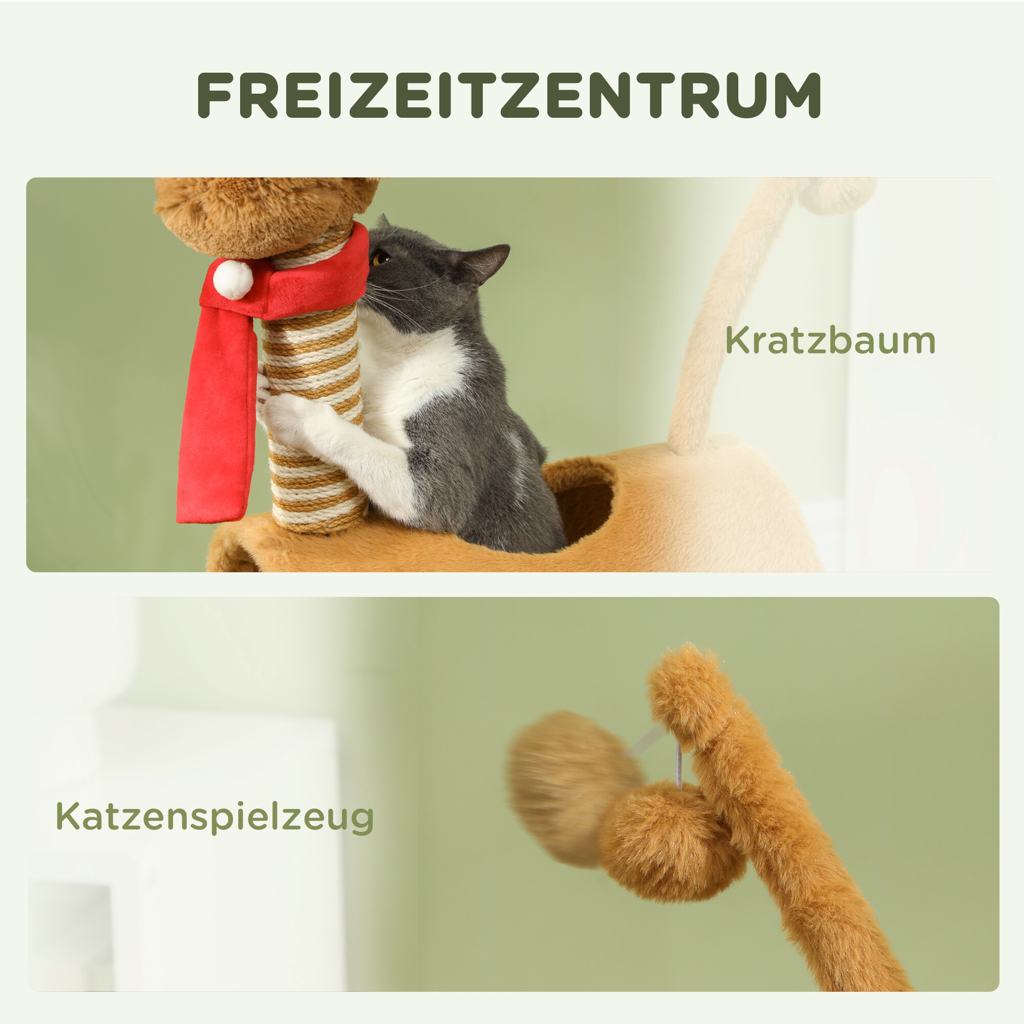PawHut Kratzbaum braun Polyester B/H/L: ca. 34x98x48 cm