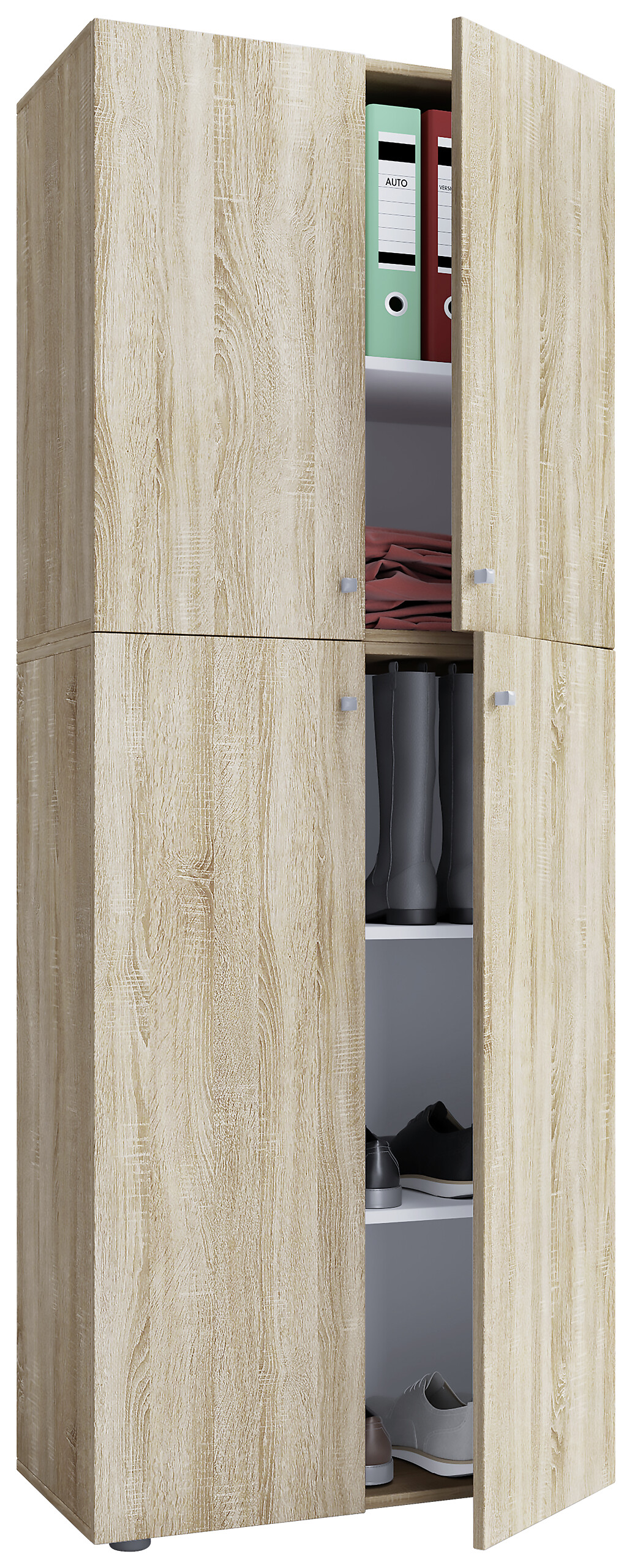 Schuhschrank Lona XXL Eiche Sonoma Nachbildung weiß B/H/T: ca. 70x182x39 cm