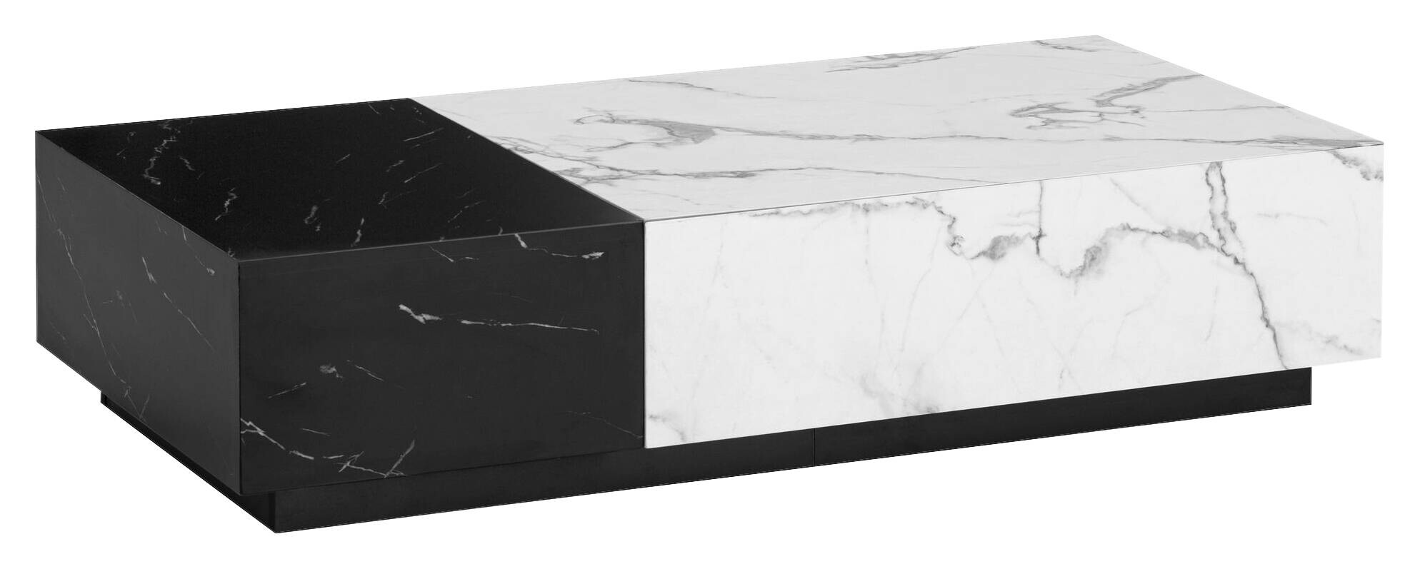 Wohnling Couchtisch schwarz Marmor weiß Marmor B/H/T: ca. 120x28x60 cm