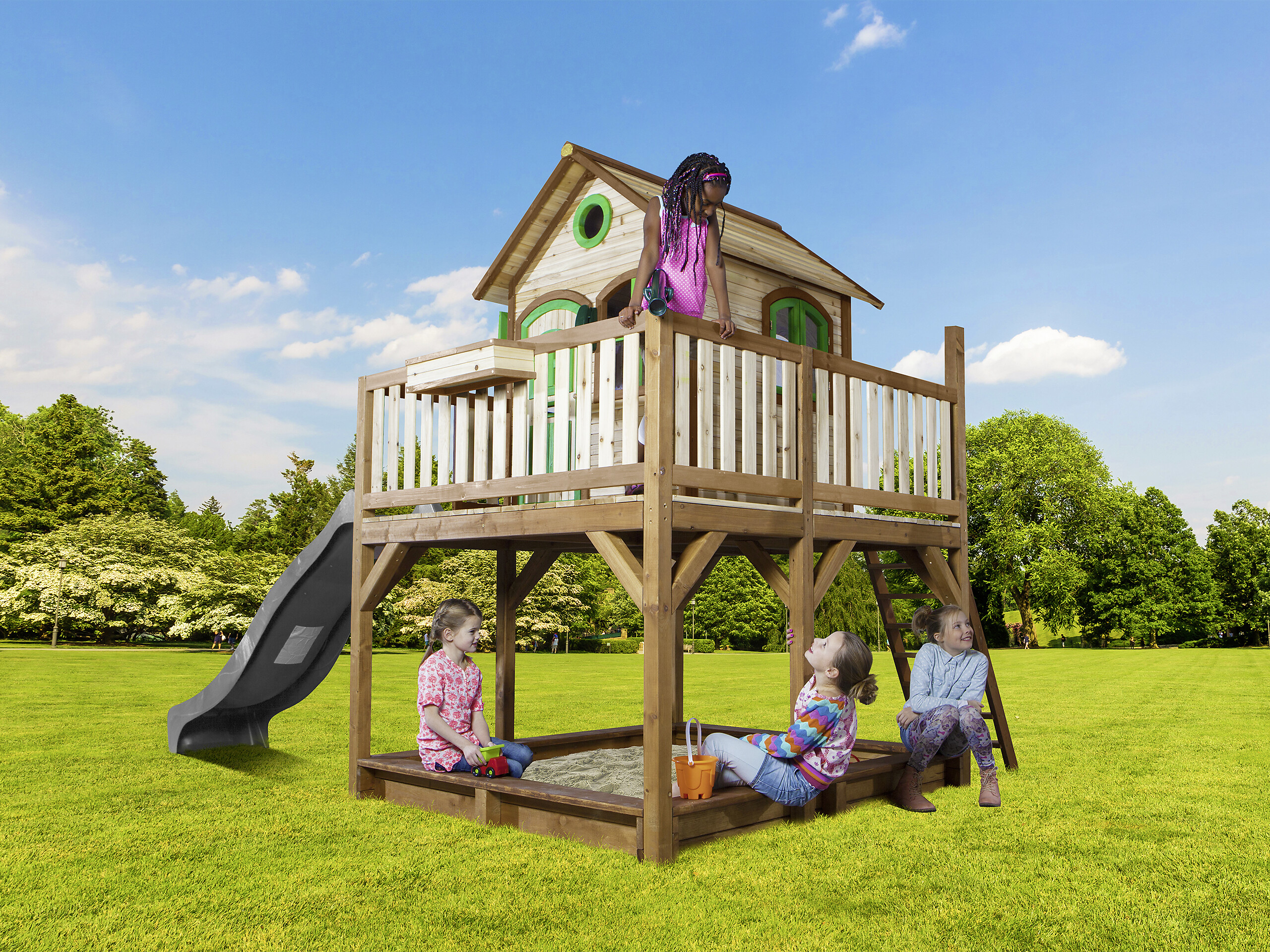 AXI Spielhaus Liam braun B/H/L: ca. 377x291x255 cm