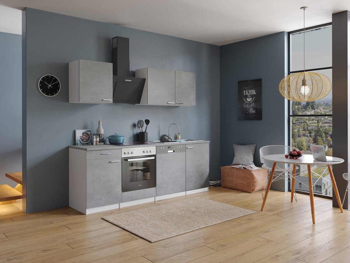 Respekta Küchenblock Malia Beton Optik B/H/T: ca. 220x200x60 cm