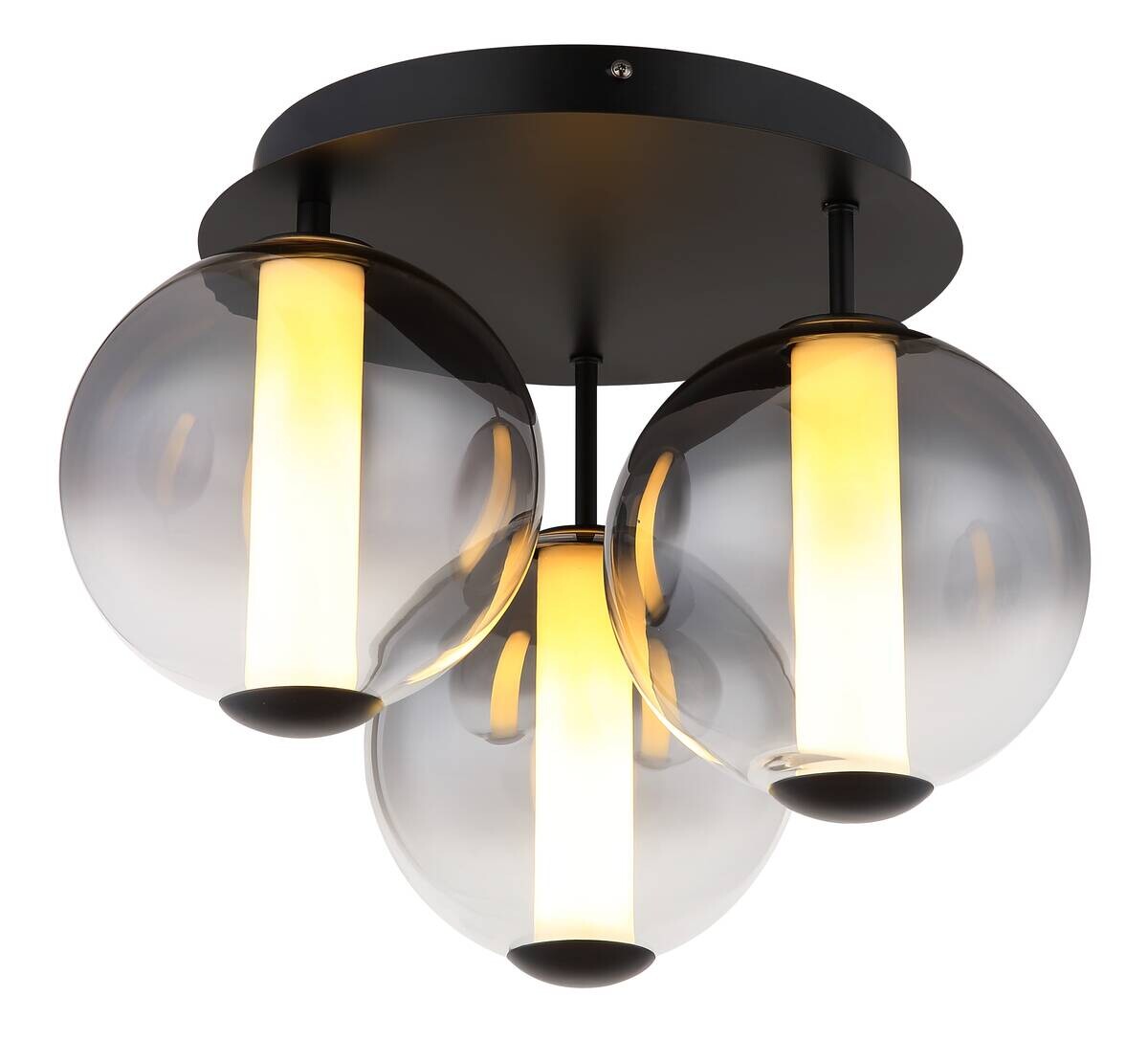 GLOBO Deckenleuchte Rauch Opal mattschwarz Metall Glas H/D: ca. 29,5x38 cm 1 Brennstellen