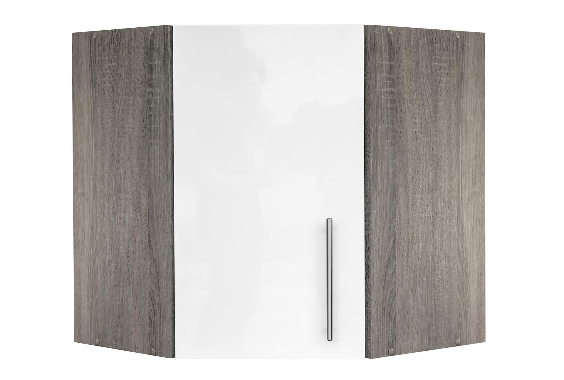 Eckhängeschrank weiß Hochglanz B/H/T/L: ca. 60x64x35x60 cm