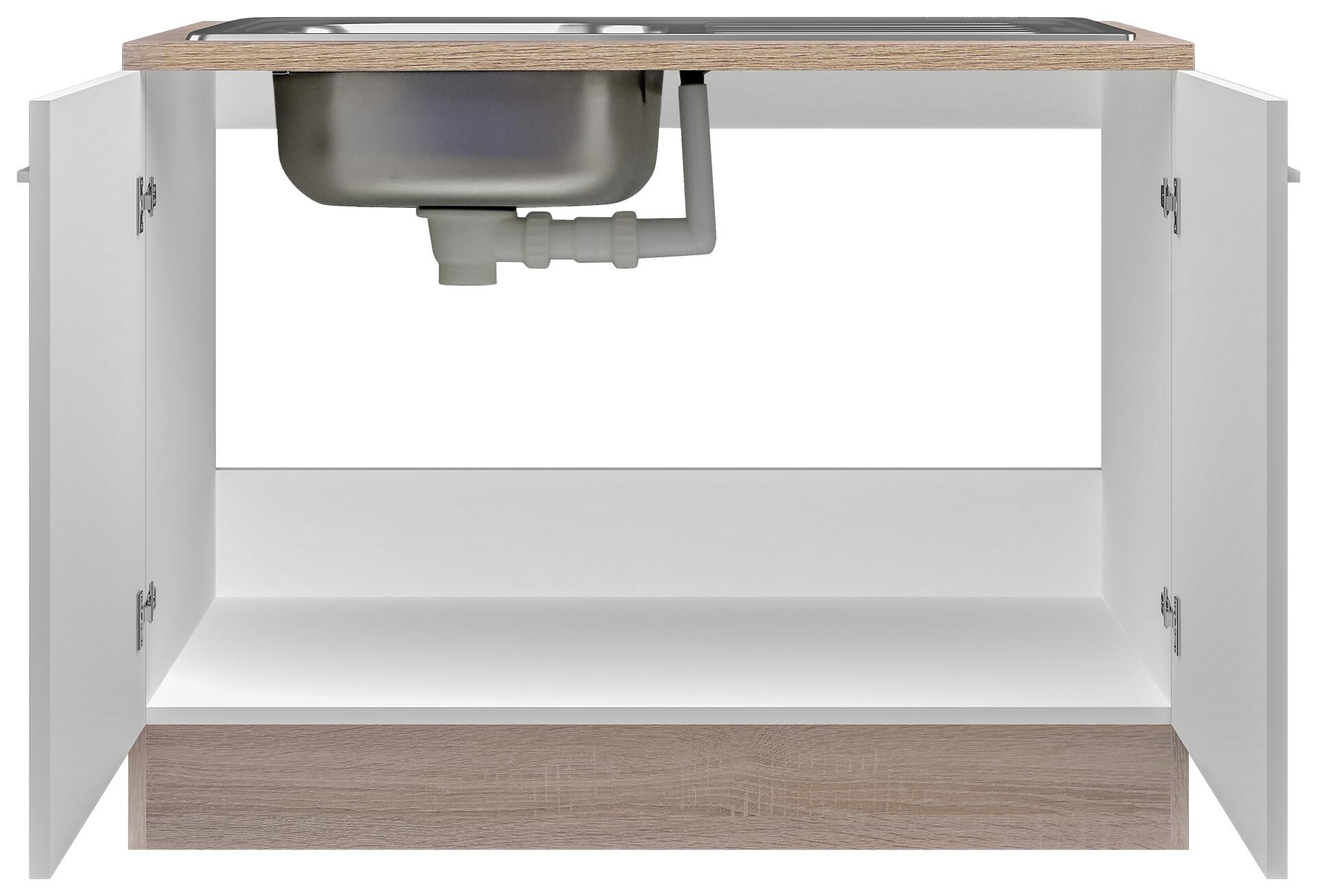 Spülenschrank Samoa weiß Eiche Nachbildung B/H/T: ca. 100x85x60 cm