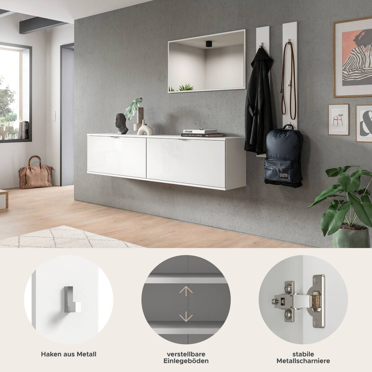 Garderobe PROJEKT X weiß weiß Hochglanz B/H/T: ca. 237x191x37 cm