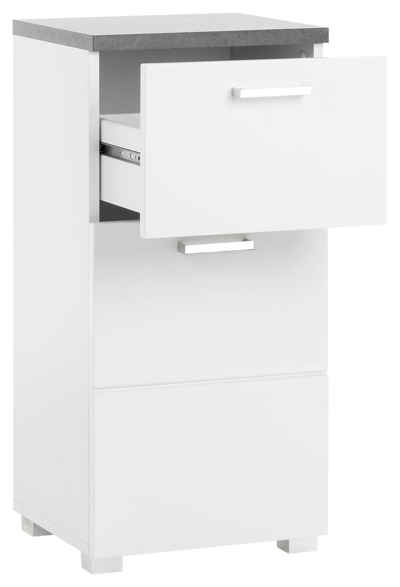 Badkommode Praya Dark Concret Nachbildung weiß Hochglanz B/H/T: ca. 36x73x32 cm