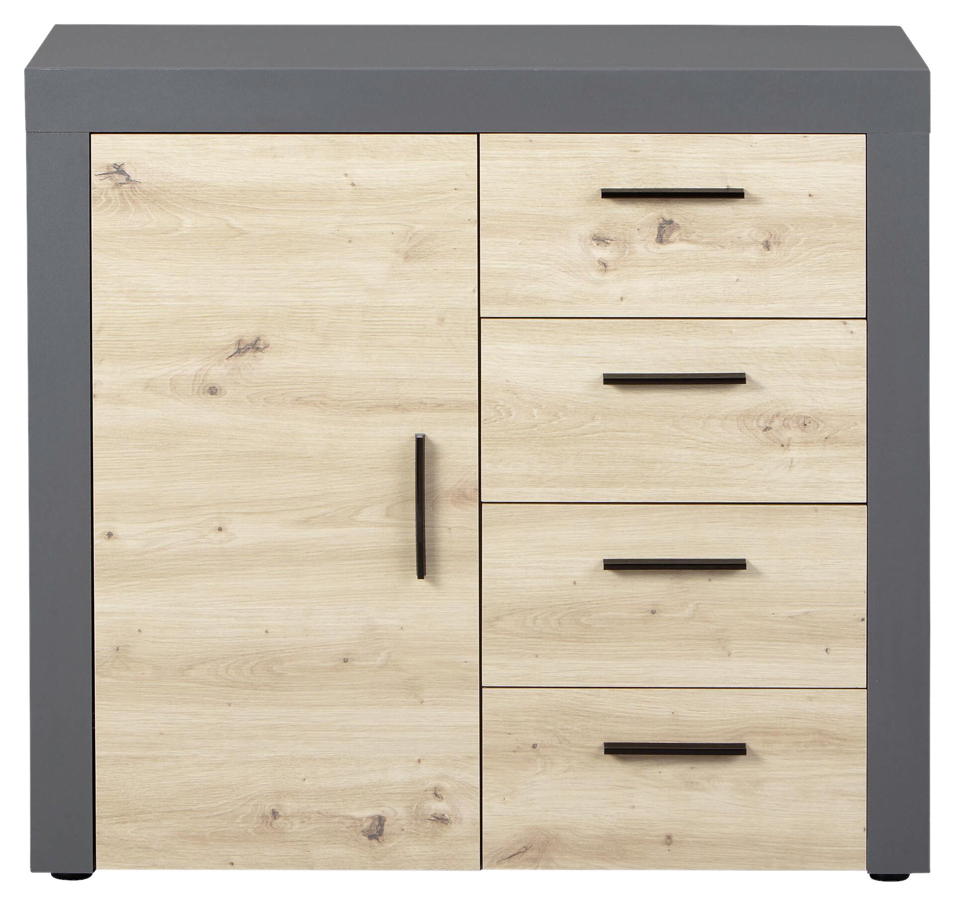 Kommode Corbeto 1T4S anthrazit Artisan Nachbildung B/H/T: ca. 94x86x40 cm