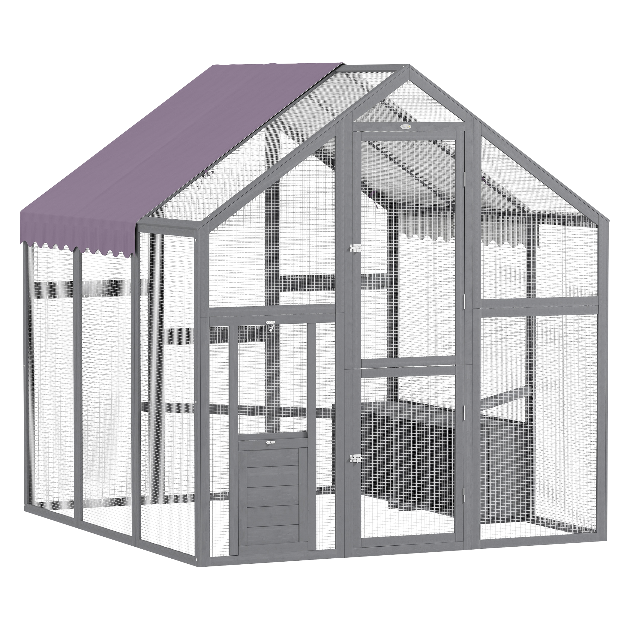 PawHut Hühnerstall grau Holz B/H/L: ca. 183x182x168 cm