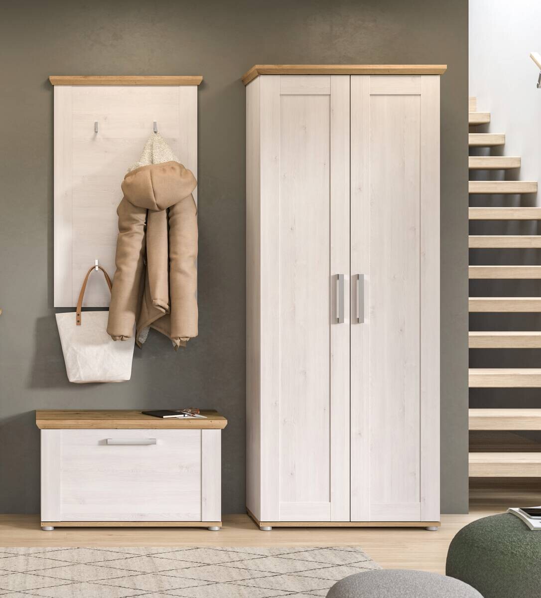 Garderobe Verona Sibiu Lärche Nachbildung Eiche Artisan Nachbildung B/H/T: ca. 175x196x39 cm