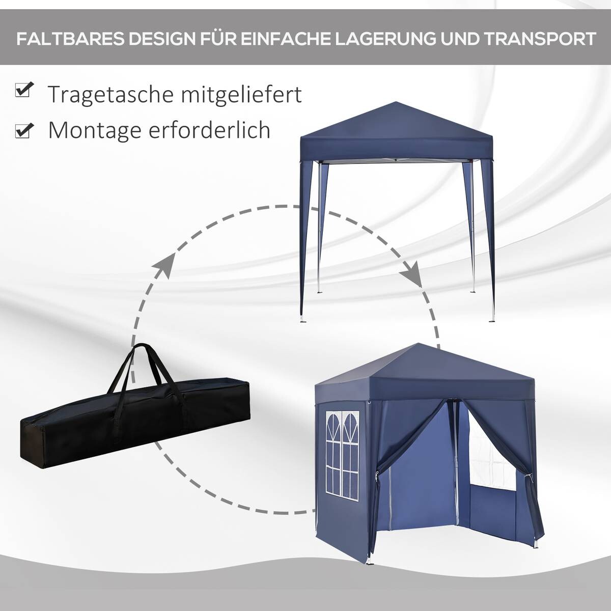 Outsunny Faltpavillon blau Stoff B/H/L: ca. 200x240x200 cm