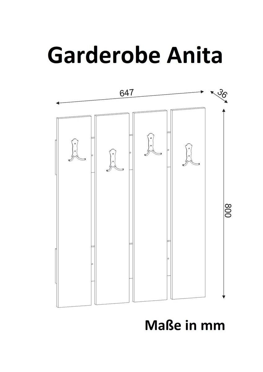 Garderobe Anita weiß B/H/T: ca. 64,7x80x3,6 cm