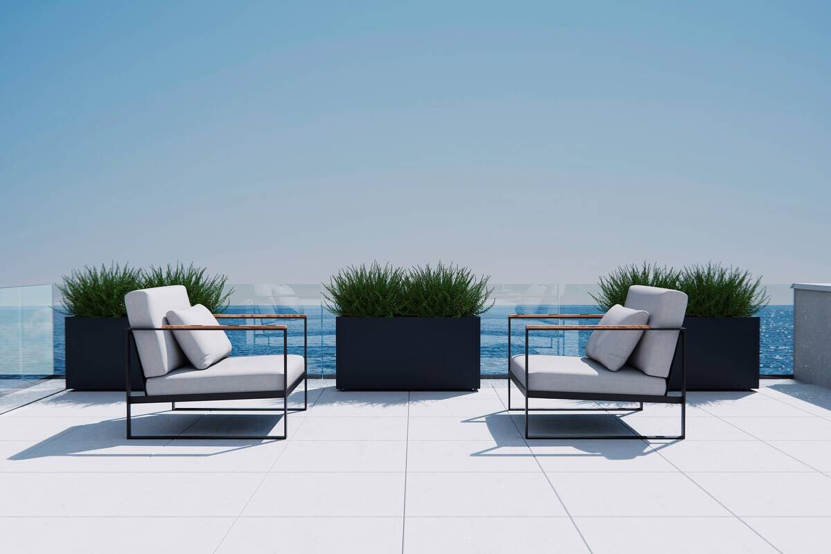 Herstera Garden Pflanzkübel Cube anthrazit Metall B/H/L: ca. 100x50x30 cm