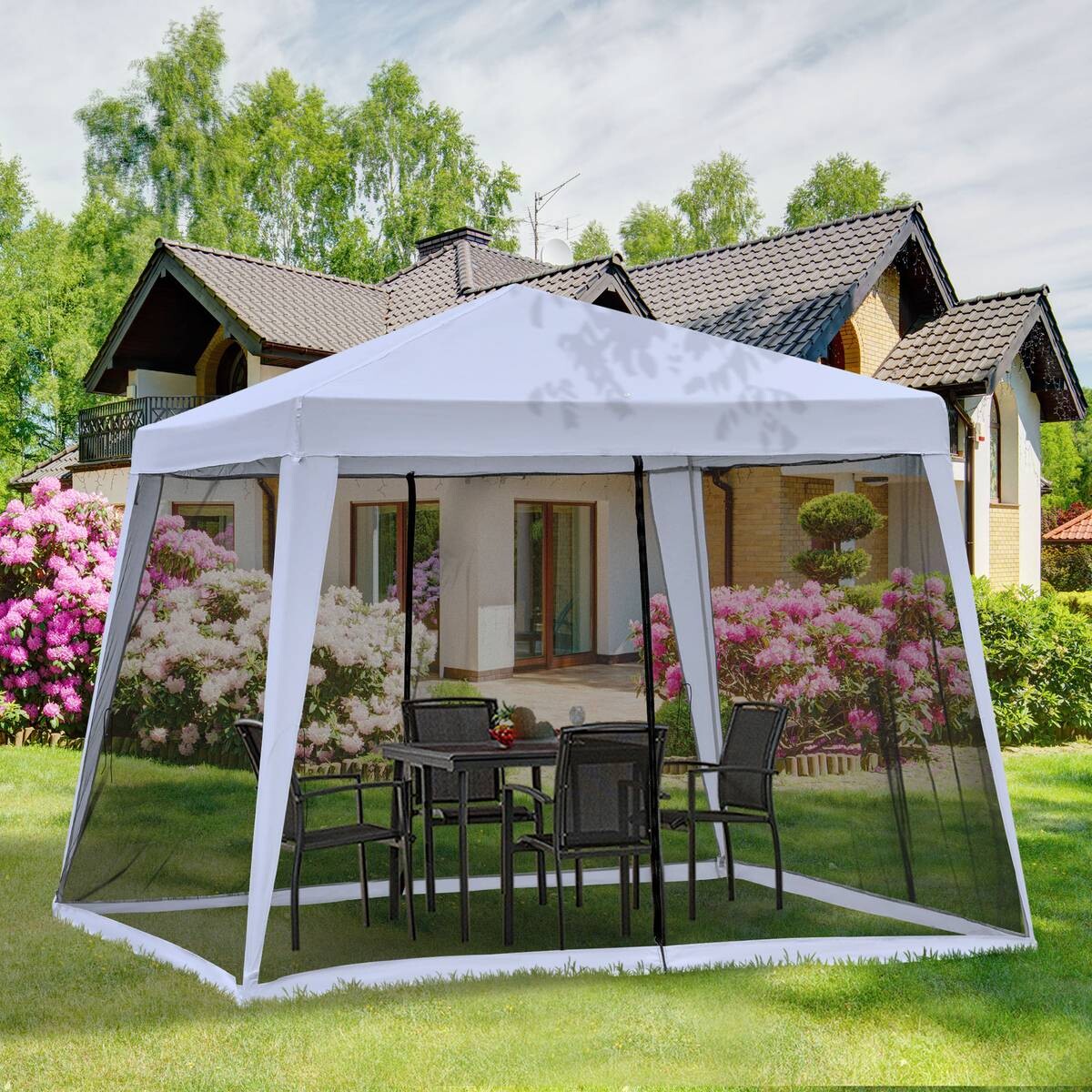 Outsunny Pavillon grau Stahl B/H/L: ca. 300x245x300 cm