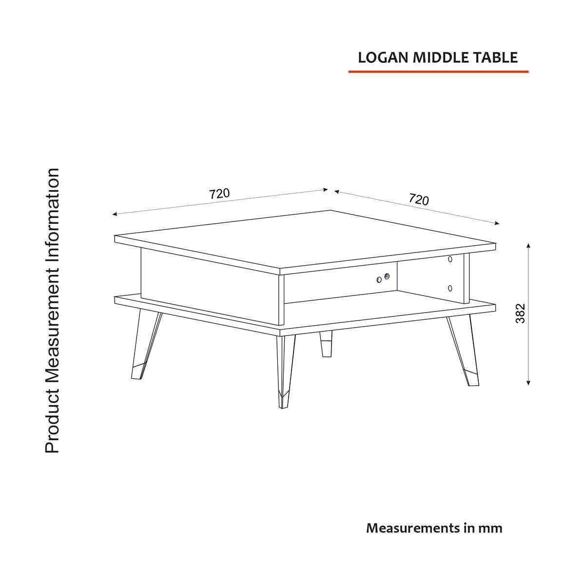 Couchtisch Logan walnuss Nachbildung grau B/H/T: ca. 72x38x72 cm