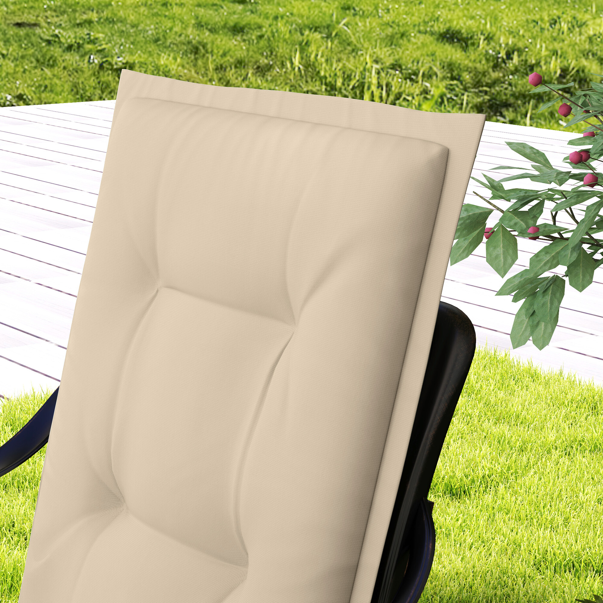 Outsunny Sitzkissen 4er Set beige Polyester B/H/L: ca. 50x5x108 cm