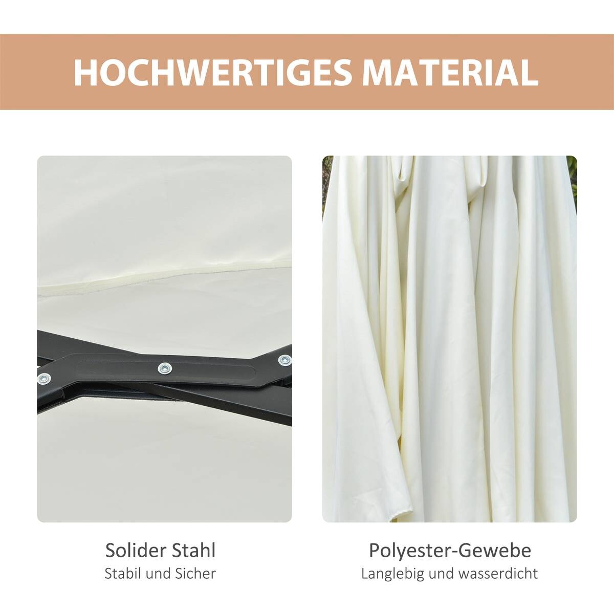 Outsunny Sonnenschirm mit Solar-LED-Leuchte bunt Polyester B/H/L: ca. 265x240x450 cm