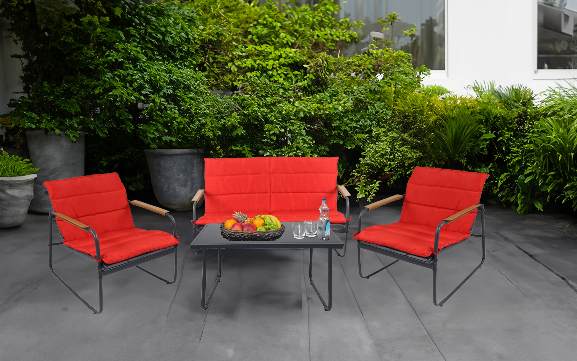 VCM Gartensitzgruppe rot Textilene B/H/L: ca. 110x76x74 cm