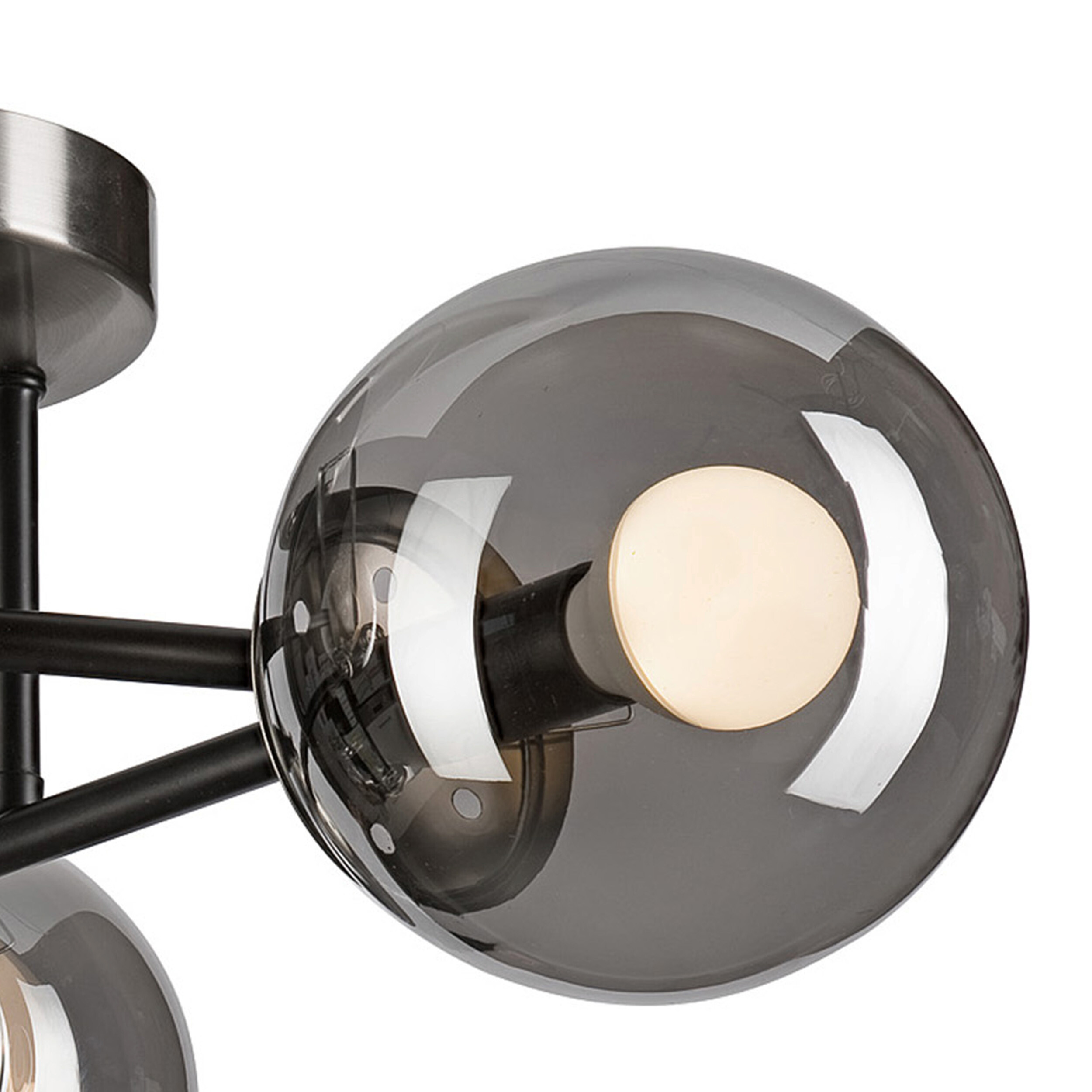 Lamkur Deckenleuchte Malena Chrom schwarz Glas Stahl B/H/L: ca. 39x19x39 cm E14 3 Brennstellen