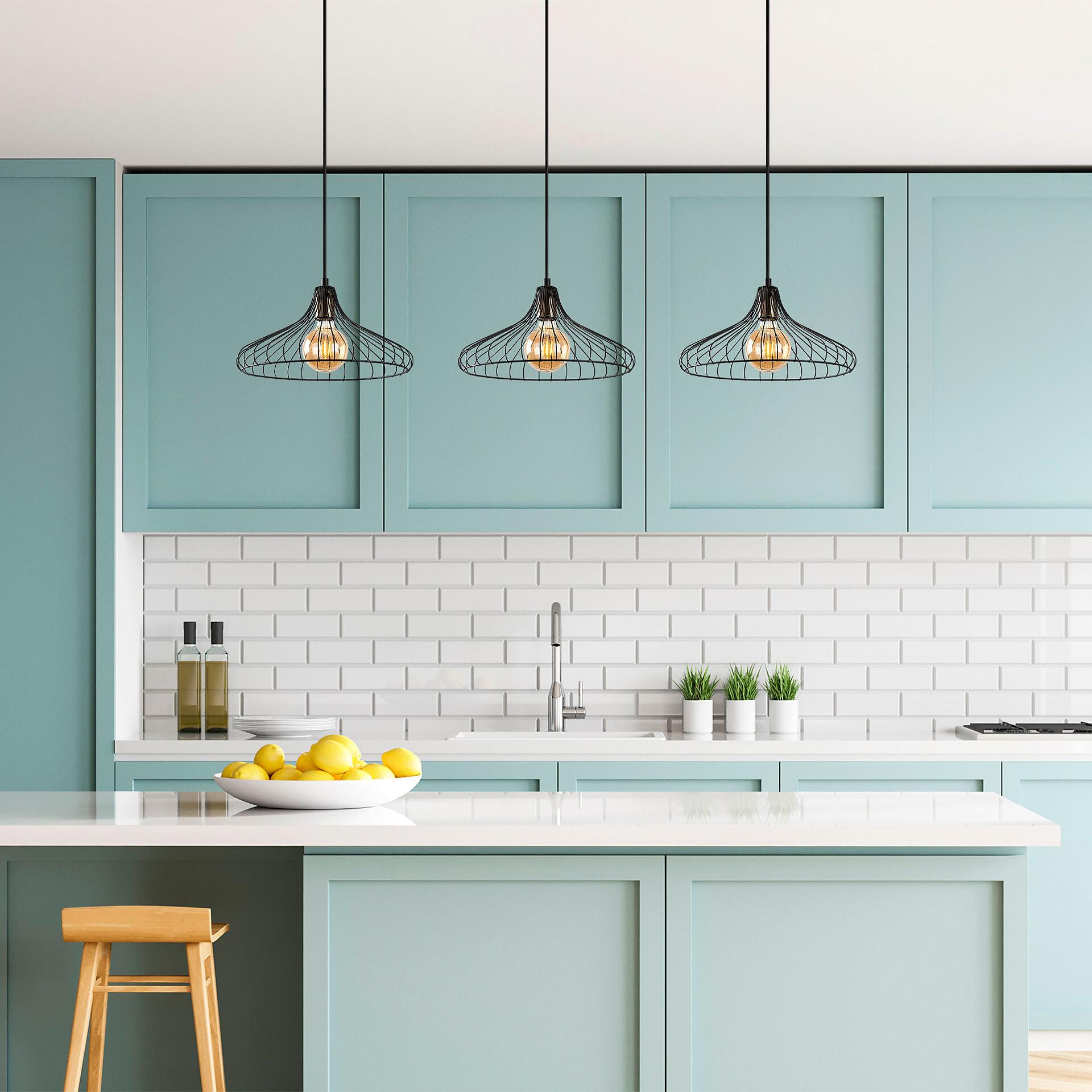 Opviq Pendelleuchte Depay-11260 schwarz Metall B/H/T/L: ca. 148x120x36x148 cm E27 3 Brennstellen