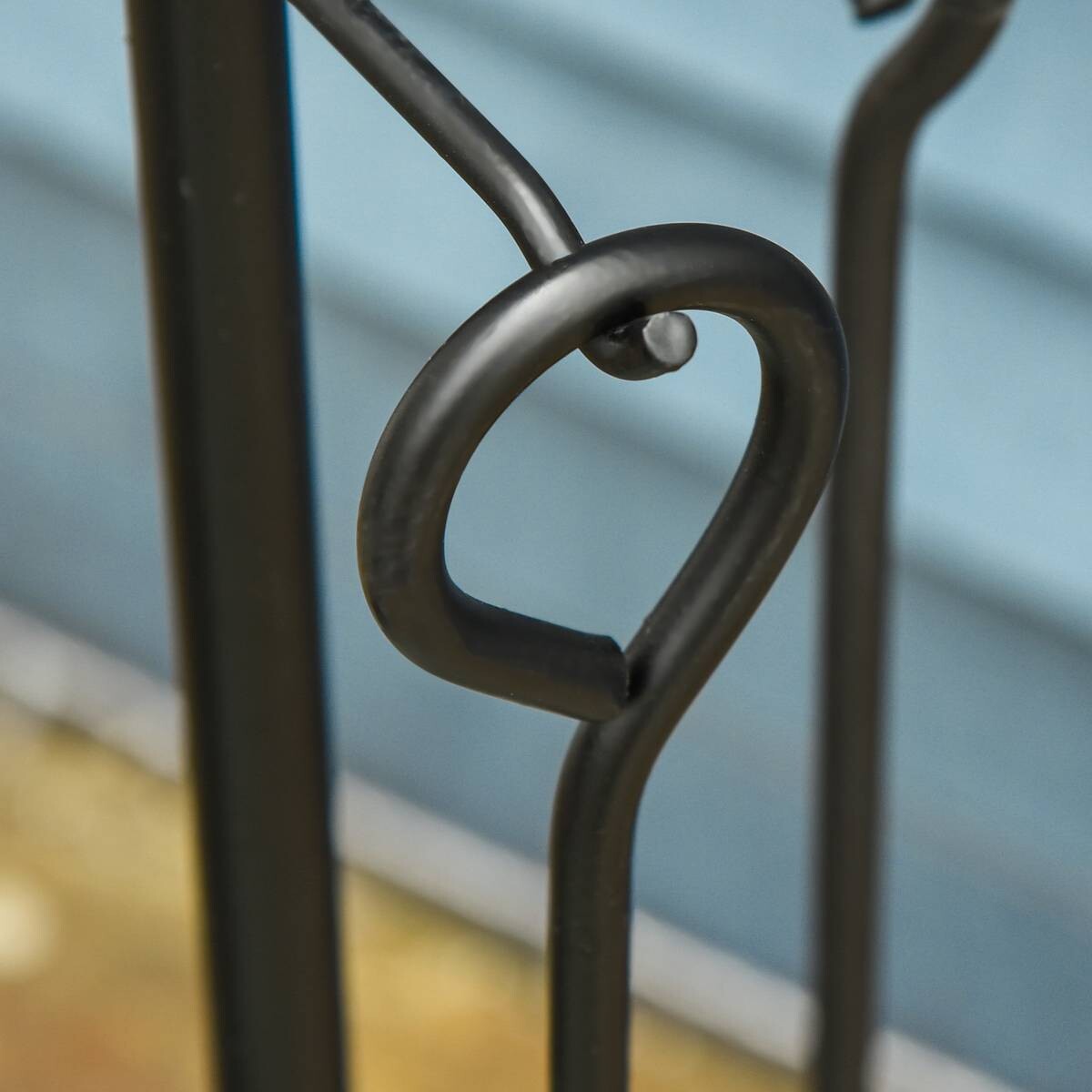 Outsunny Schürhaken und Halterung schwarz B/H/L: ca. 20x87x20 cm ca. 2,5 kg