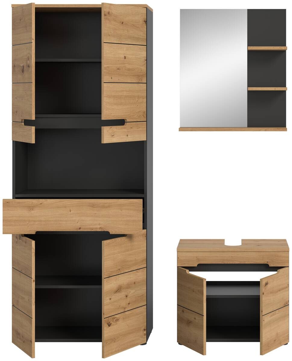 Badezimmer-Set Canu Basalt Eiche Artisan Nachbildung B/H/T: ca. 154x193x34 cm