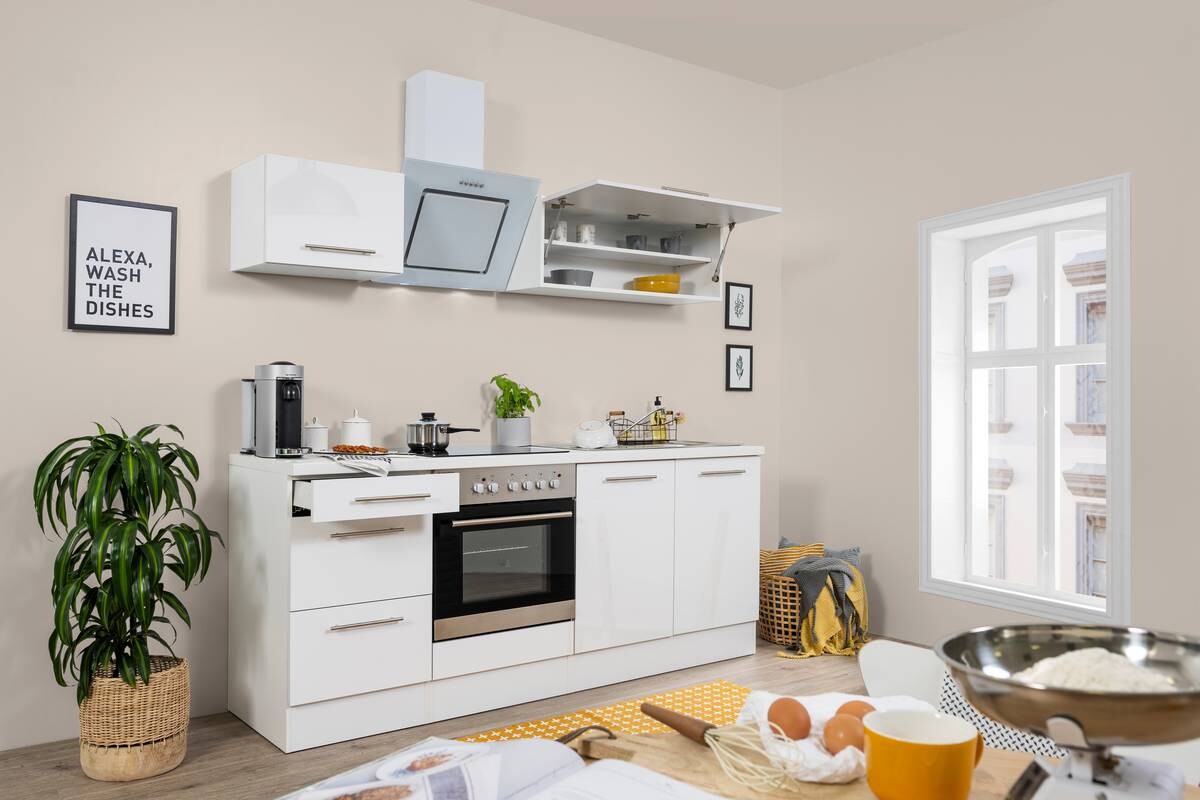 Respekta Küchenblock Amanda weiß Hochglanz B/H/T: ca. 210x200x60 cm