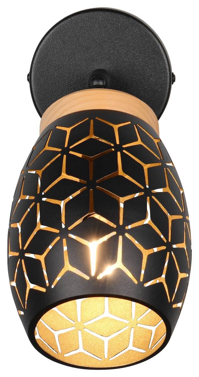 Reality Leuchten Spots Bidar schwarz gold Metall B/H: ca. 12x27 cm E14 1 Brennstellen