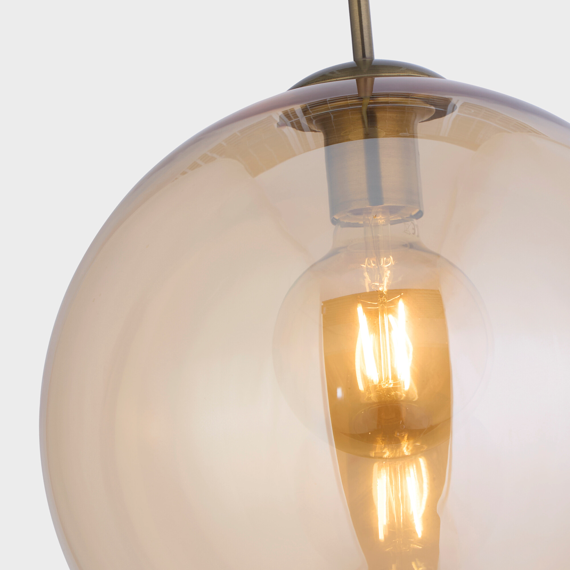 Searchlight Pendelleuchte Balls messing Glas Stahl B/H/D: ca. 30x120x30 cm E27 1 Brennstellen