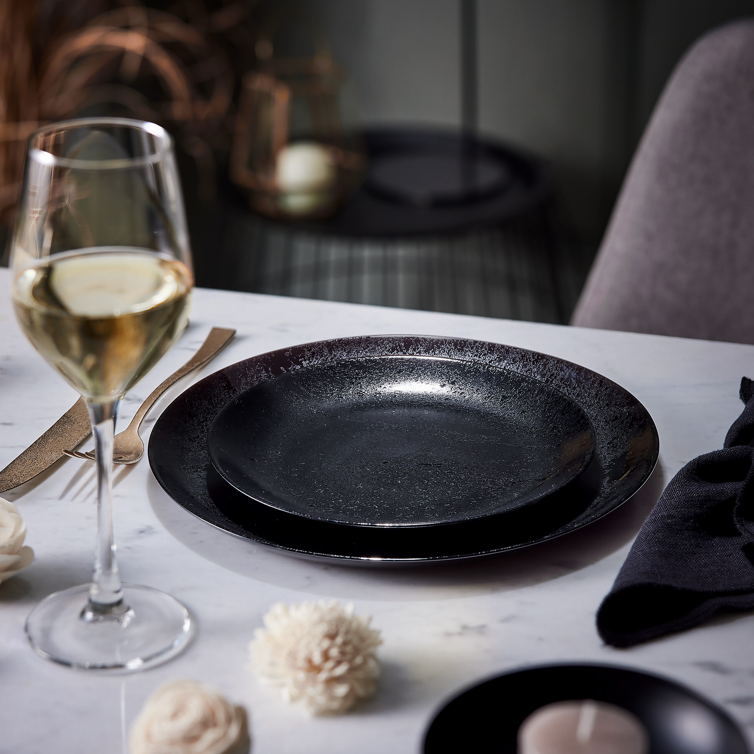 CreaTable Tafelservice Diana schwarz Glas 12 tlg. CreaTable Tafelservice Diana schwarz Glas 12 tlg.