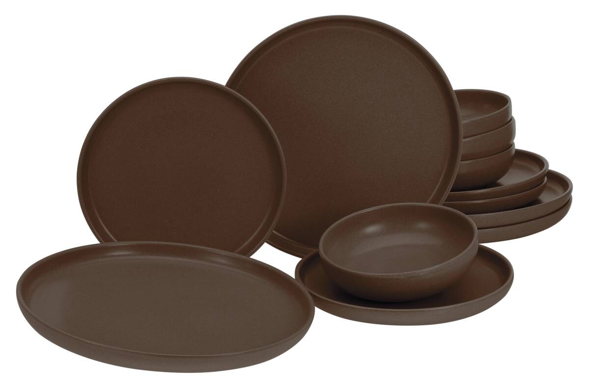 CreaTable Tafelservice Uno braun Steinzeug 12 tlg.