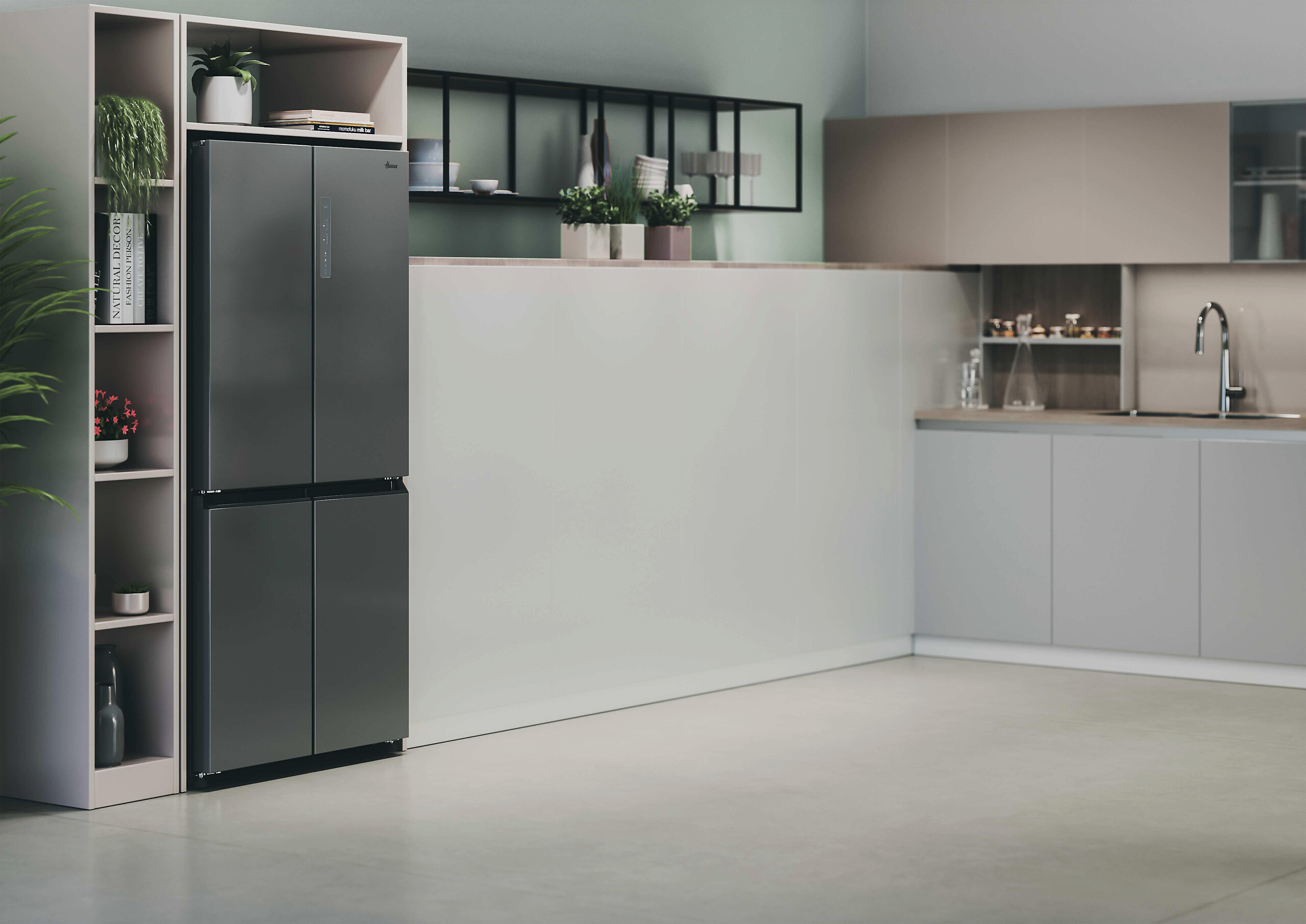 Hoover Multi-Door Kühl-/Gefrierkombination HHCR3818ENPL Edelstahloptik B/H/T: ca. 83,3x181,5x65 cm