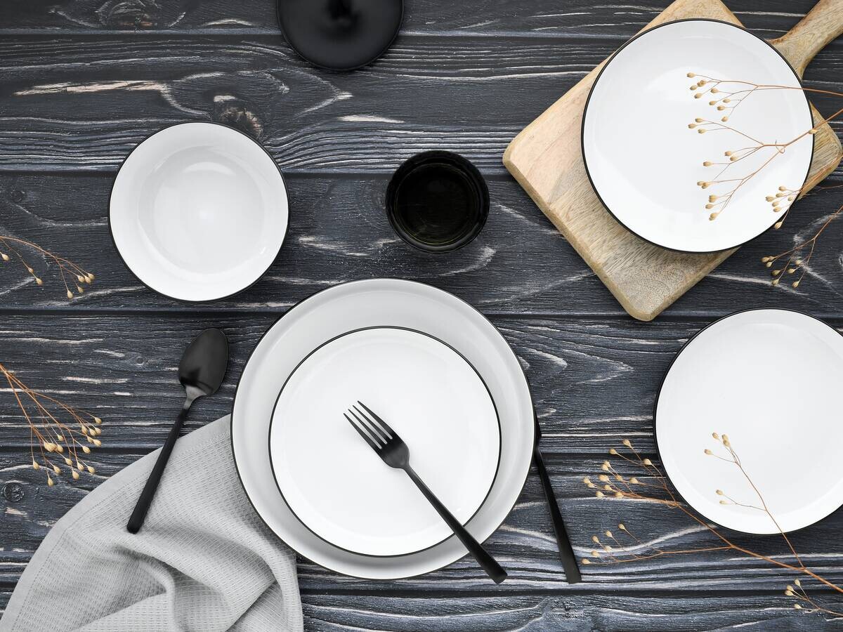 CreaTable Tafelservice Nordic weiß Steinzeug 12 tlg.