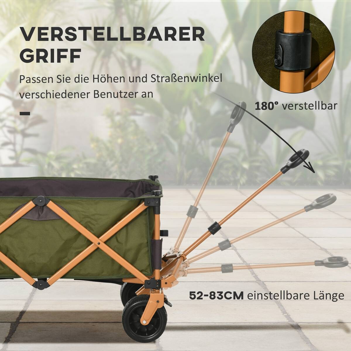 Outsunny Bollerwagen grün B/H/L: ca. 55x93x108 cm