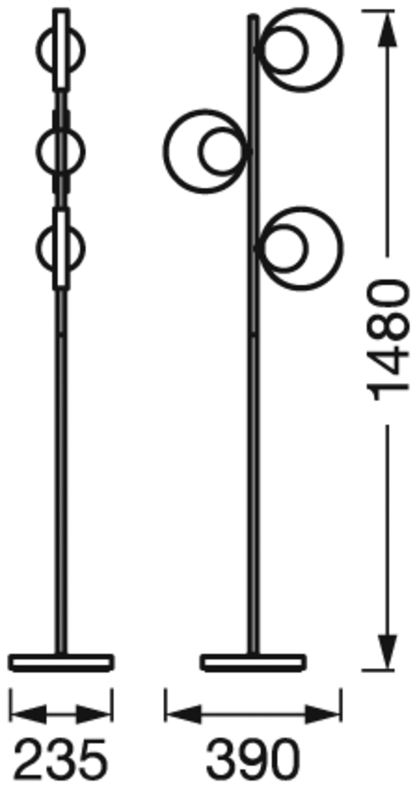 LEDVANCE Stehleuchte Memphis schwarz gold weiß Metall Glas H/D: ca. 148x38,8 cm G9 3 Brennstellen