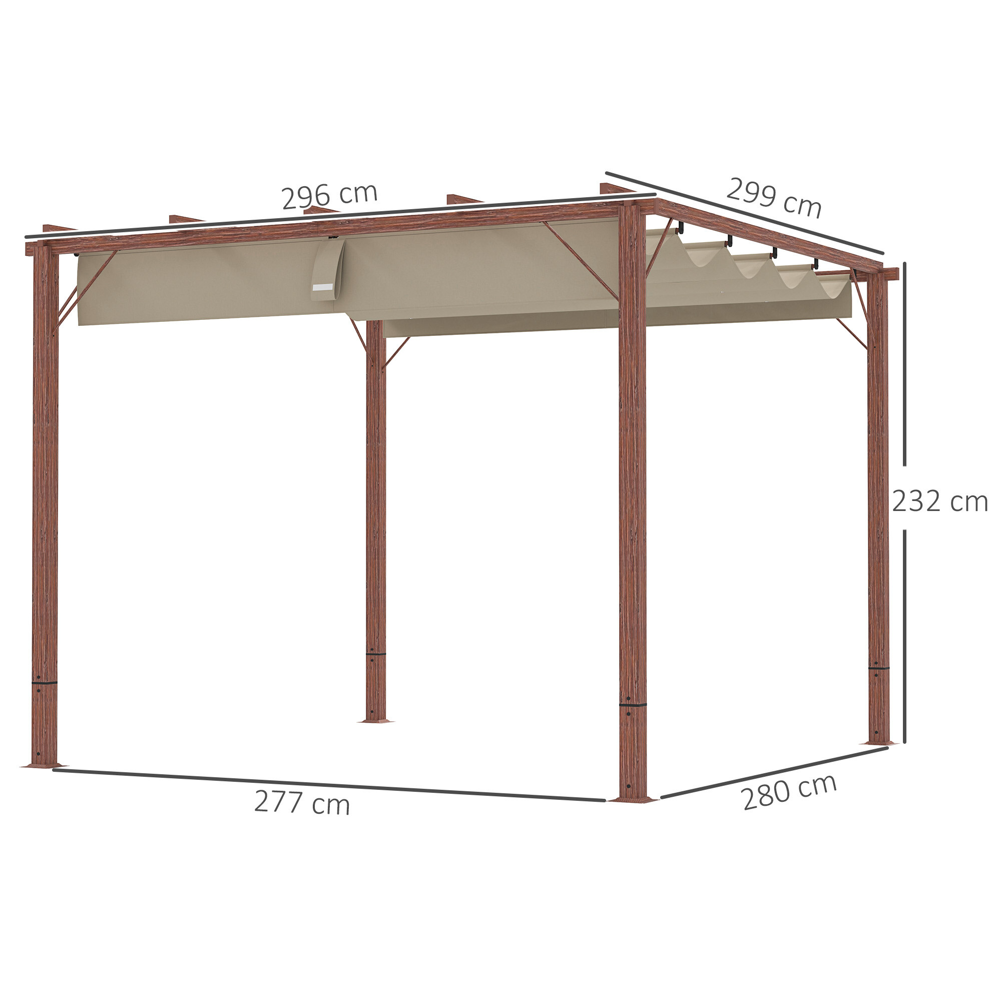 Outsunny Pergola natur Aluminium B/H/L: ca. 296x232x299 cm