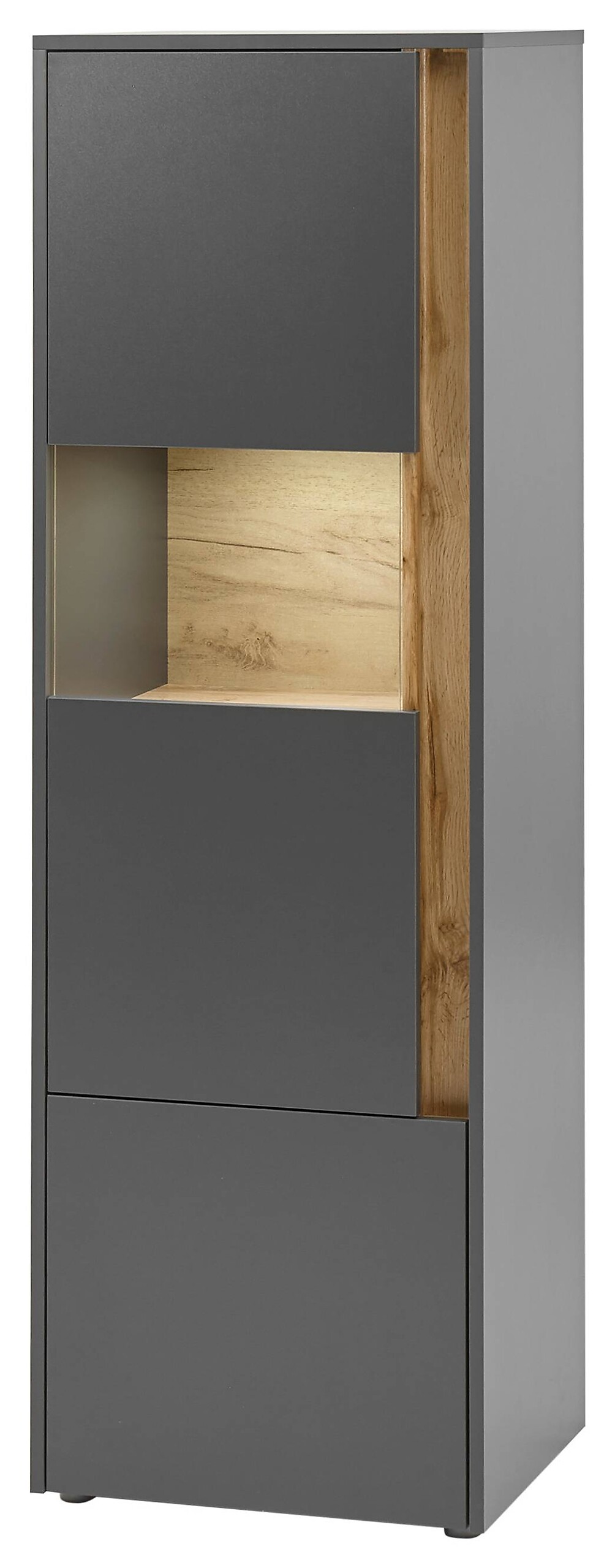 Standvitrine City Eiche Wotan Nachbildung anthrazit B/H/T: ca. 50x155x40 cm