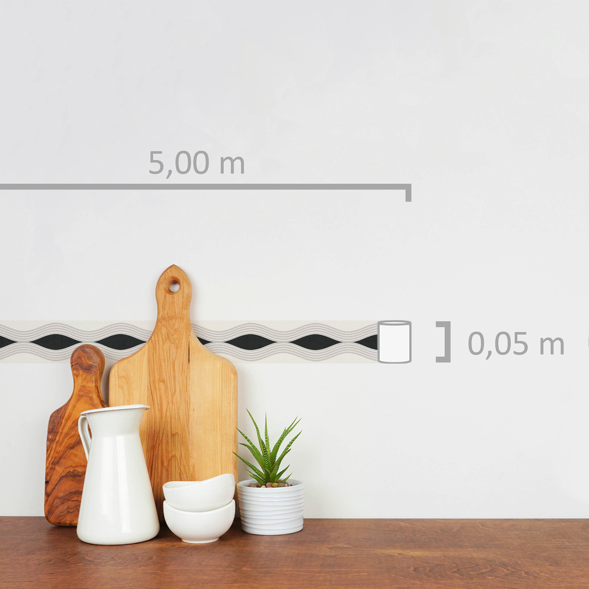 A.S.Creation Bordüre weiß grau schwarz B/H/D: ca. 5x500x8 cm