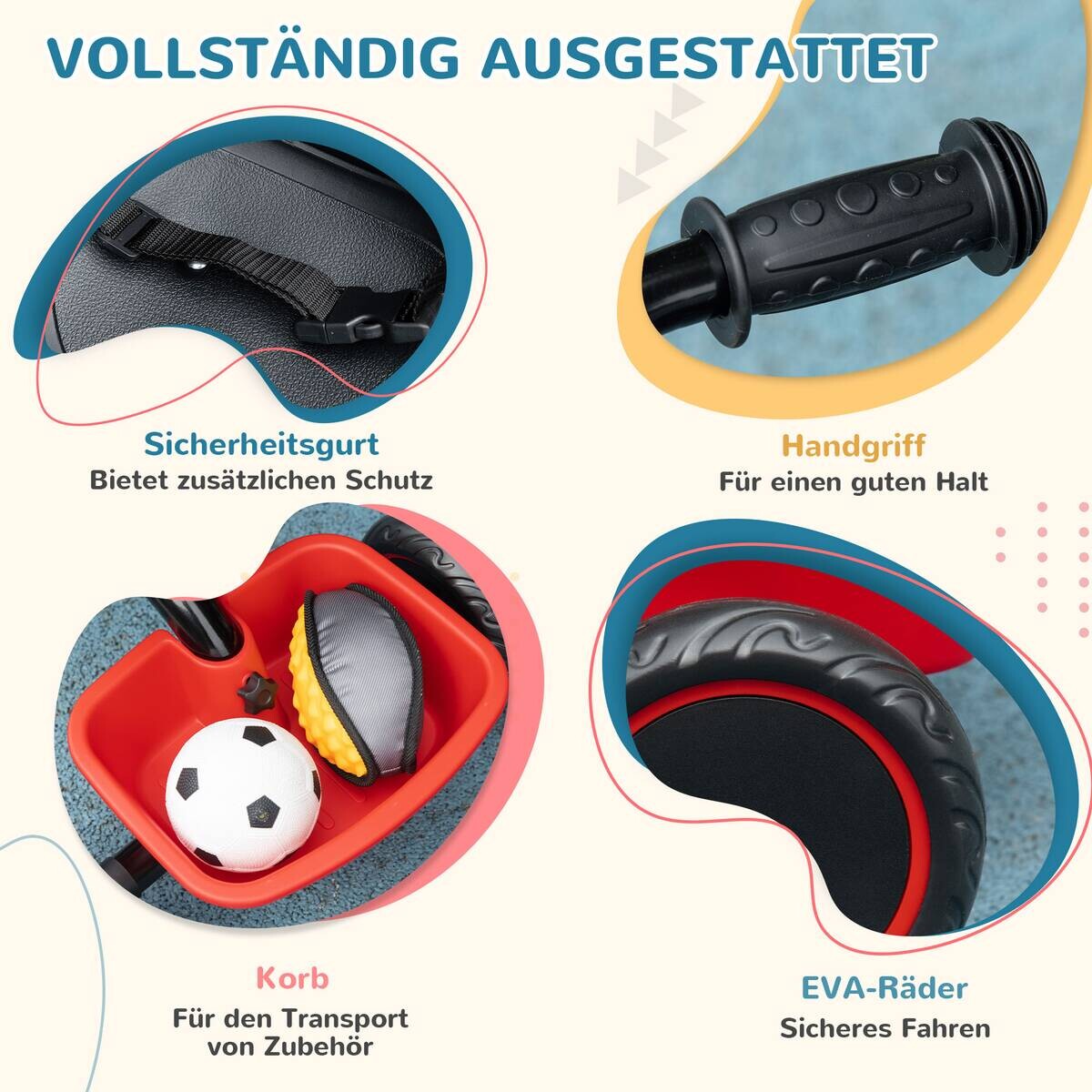 AIYAPLAY Dreirad schwarz B/H/L: ca. 48x80x63 cm