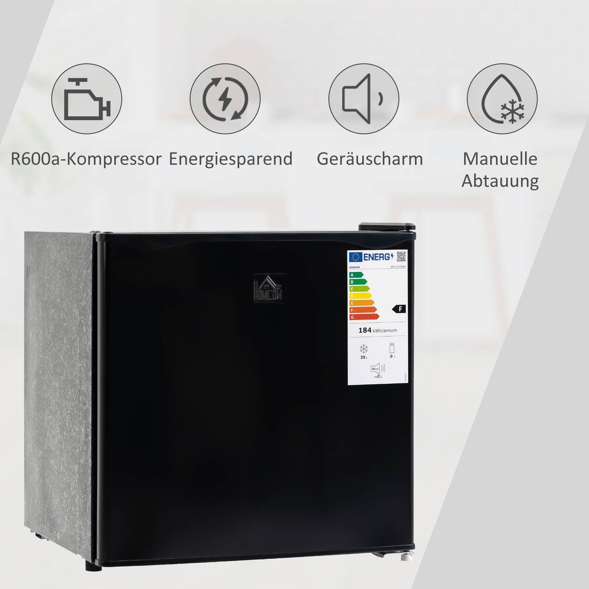 HOMCOM Mini-Gefrierschrank 800-127V90BK schwarz B/H/L: ca. 44,2x47x48,8 cm